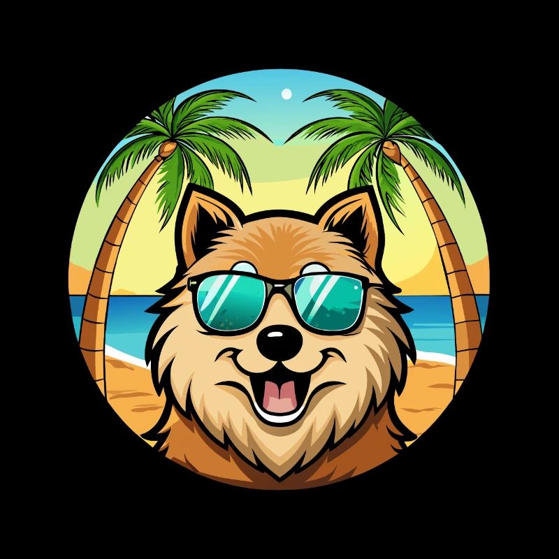 Eurasier Dog Breed Cartoon Sunglasses Beach