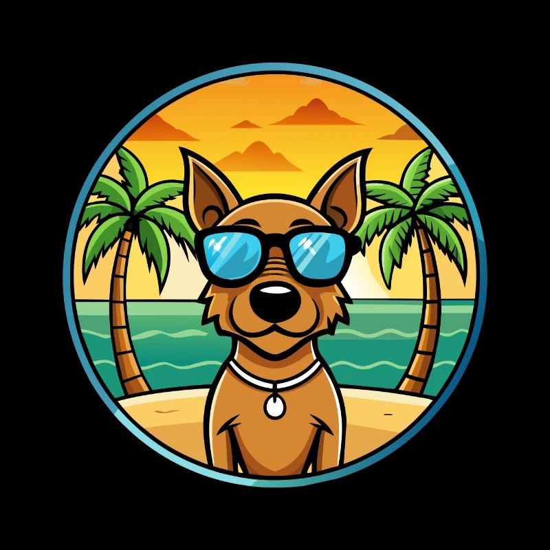 Jagdterrier Hunderasse Cartoon Sonnenbrille Strand
