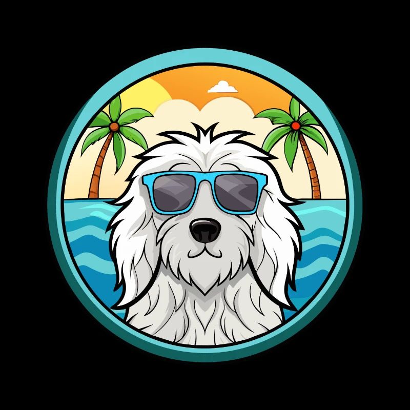 Komondor Chien Race Dessin Animé Lunettes de Soleil Plage
