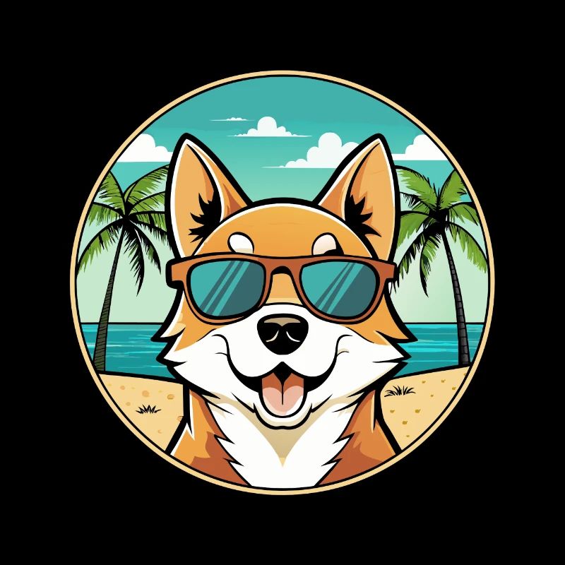 Lundehund Chien Race Dessin Animé Lunettes de soleil Plage