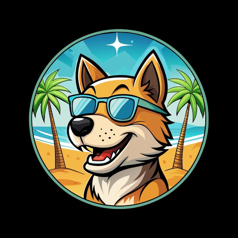 Lucas Terrier Hunderasse Cartoon Sonnenbrille Strand