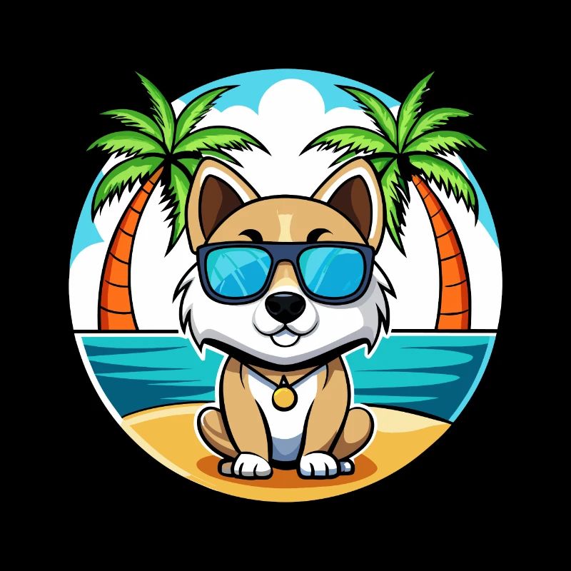 Akbash Chien Race Dessin Animé Lunettes De Soleil Plage