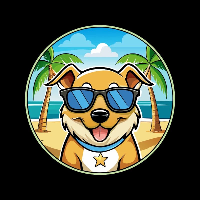 Aidi Chien Race Dessin Animé Lunettes De Soleil Plage