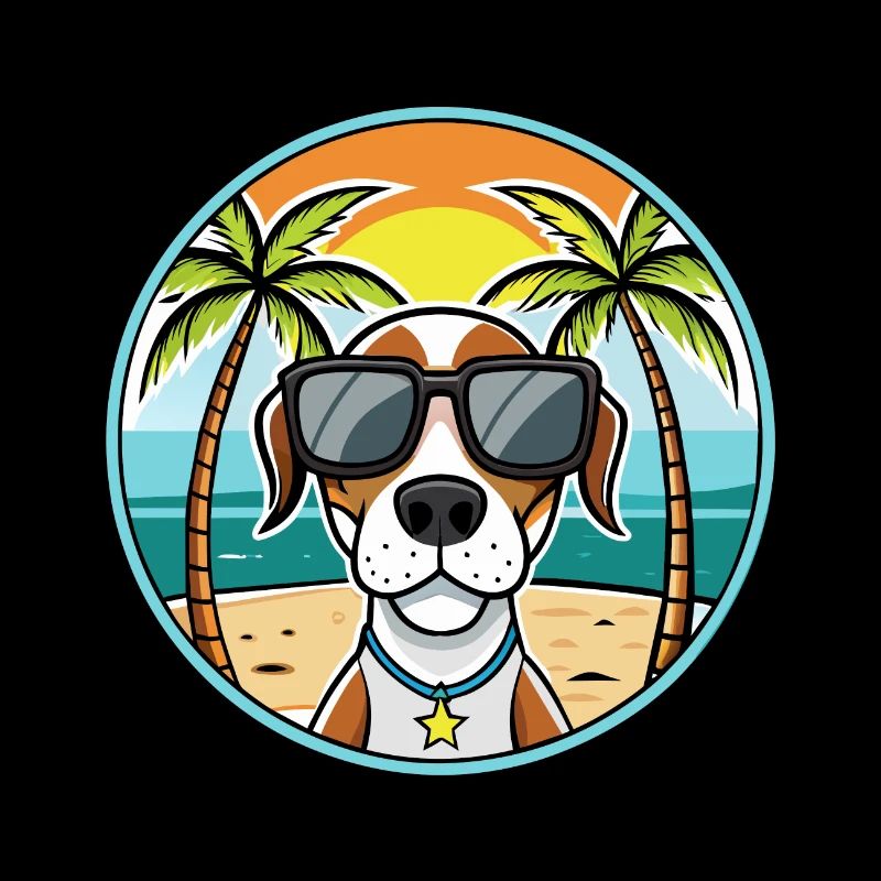 Burgos Pointer Hund Rasse Cartoon Sonnenbrille Strand
