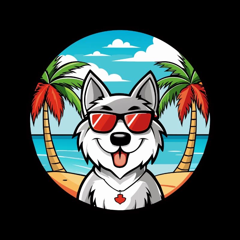 Kanadische Eskimo Hunderasse Cartoon Sonnenbrille Strand