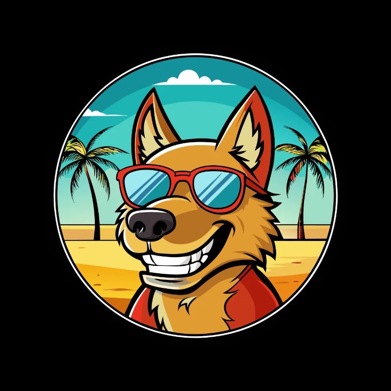 Combai Hunderasse Cartoon Sonnenbrille Strand
