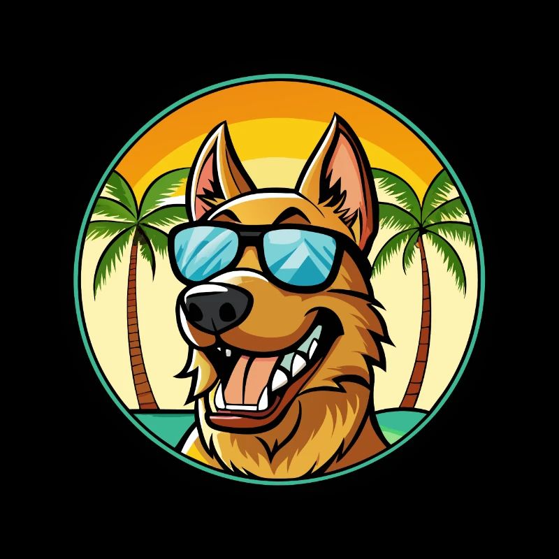 Deutscher Windhund Rasse Cartoon Sonnenbrille Strand