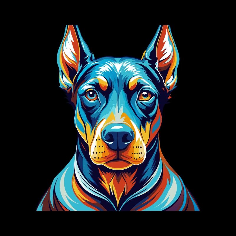 Dobermann Hunderasse Bunte Karikatur Kawaii