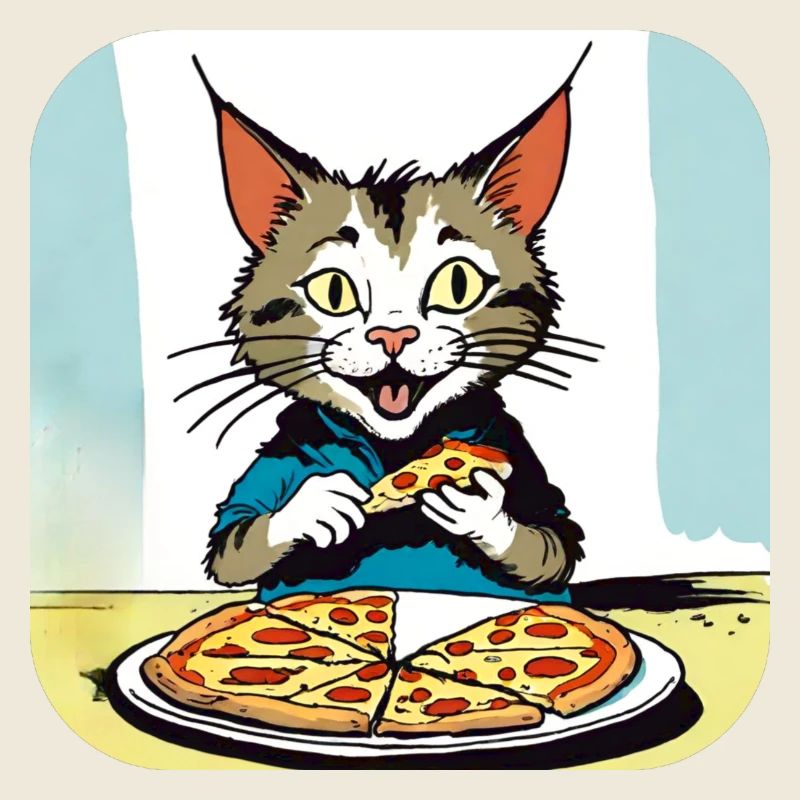 Cat loves pizza