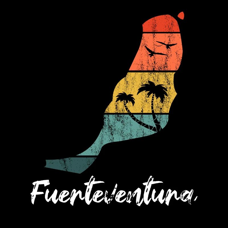 Fuerteventura outline map Canary Islands retro vintage