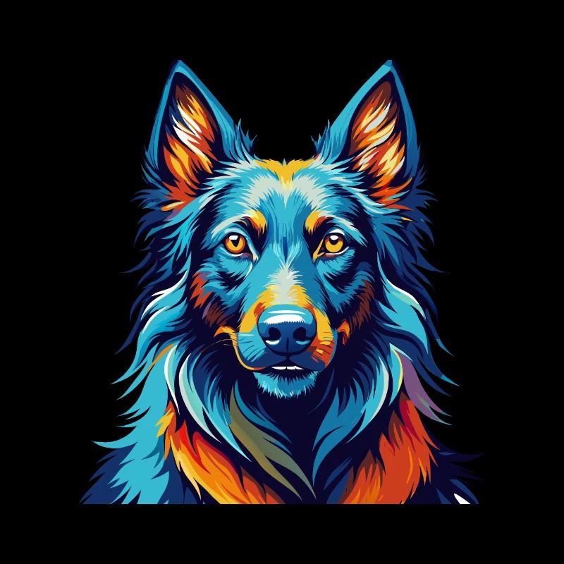 Belgian Groenendael Dog Breed Cartoon Kawaii