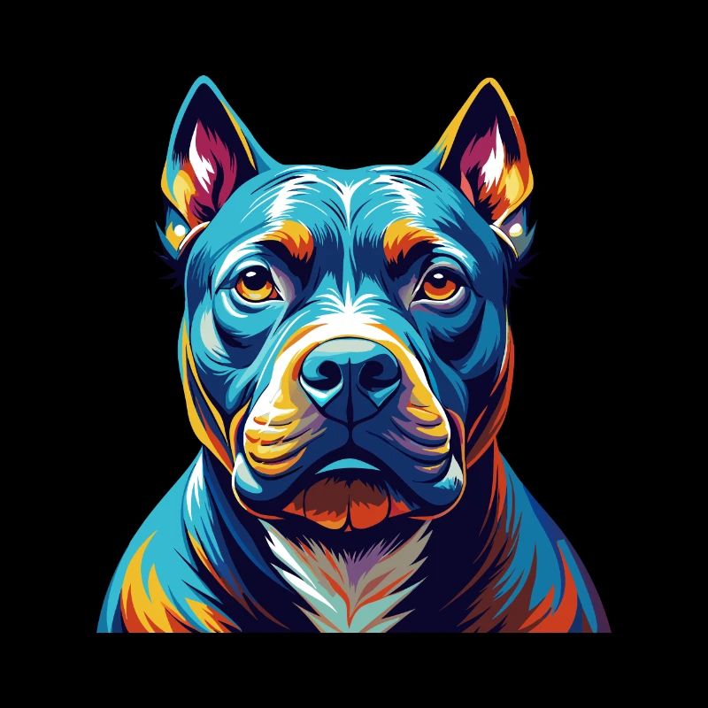 Pitbull Chien Race Coloré Dessin Animé Kawaii