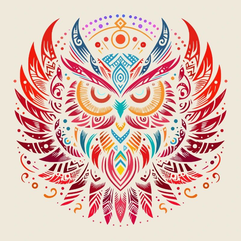 Tribal Eule Mehrfarbig Vogel Eule Geometrisch