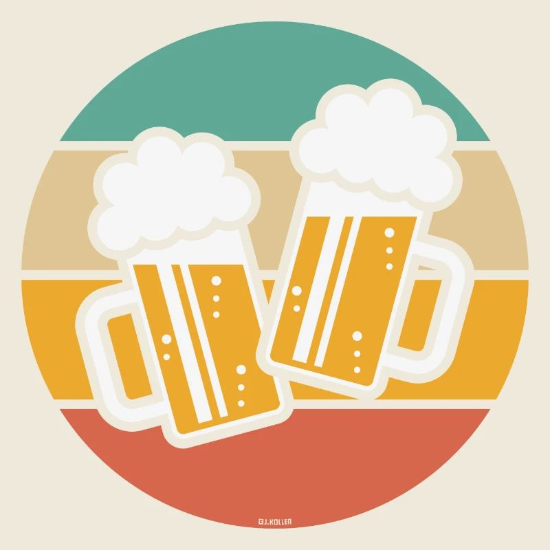 X2 Bierkrüge Stoßen An, Prosit! (Bier / Sonne / 5C