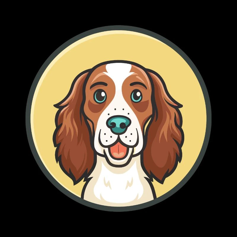 Irish Red And White Setter Dog Breed Funny Cartoon