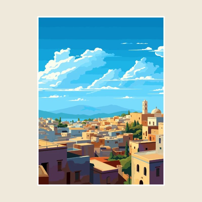 Fes Marokko Reise Poster Souvenir Postkarte Farbe
