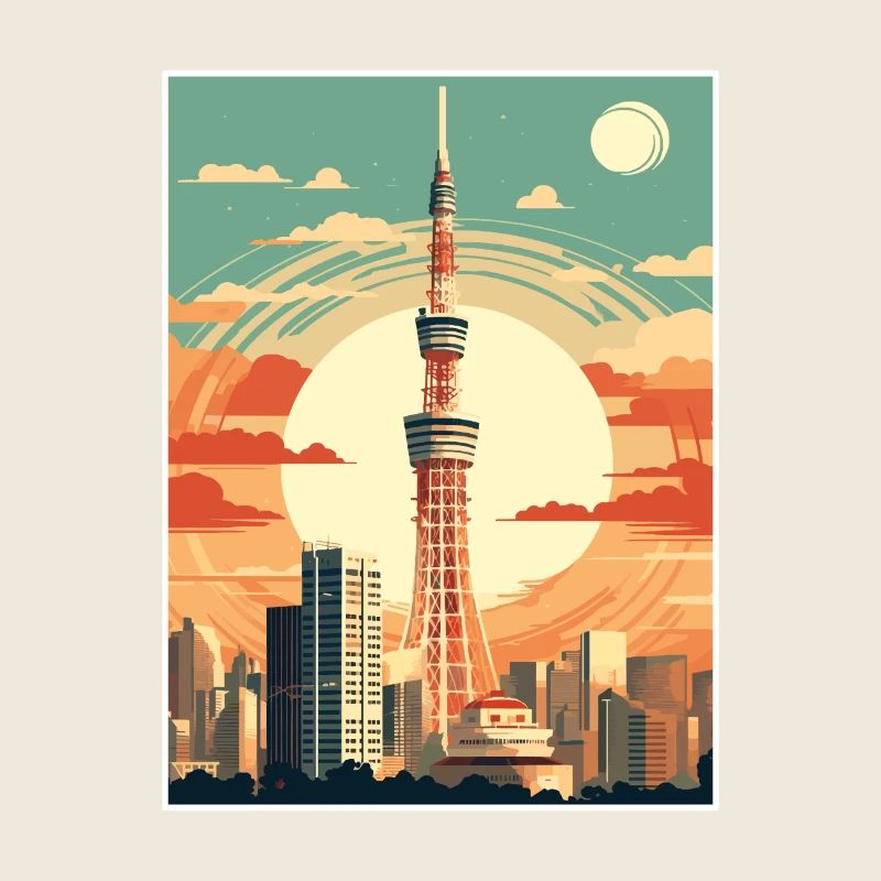 Japan Tokio Reise Poster Souvenir Postkarte Farbe