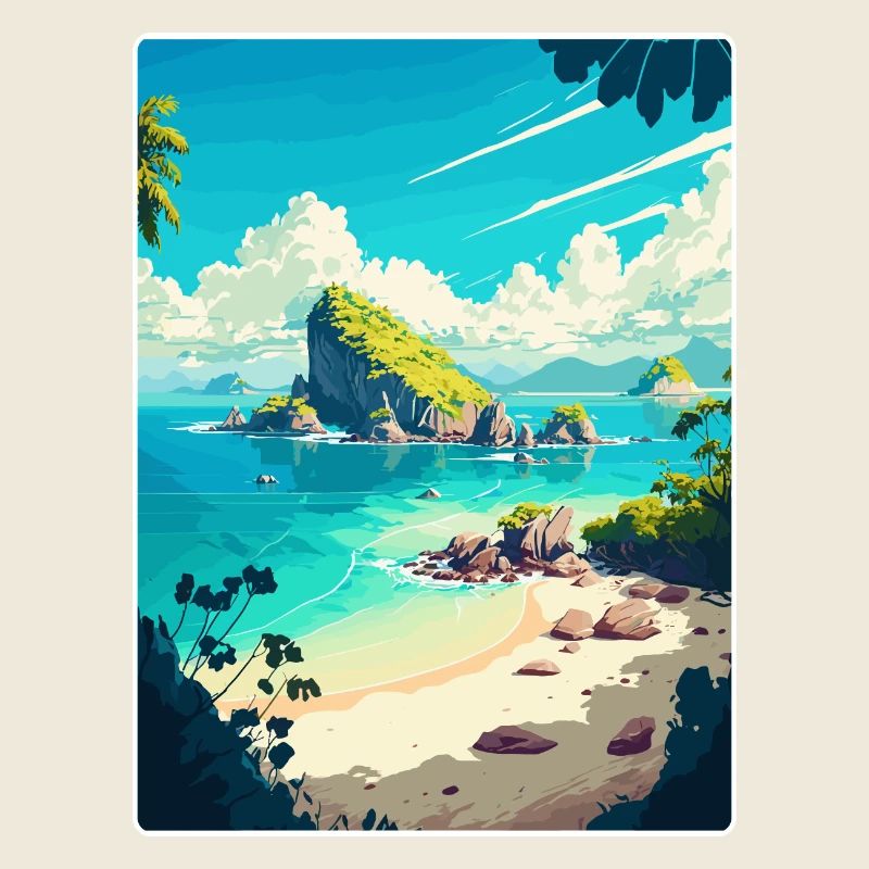Bali Indonesien Reise Poster Souvenir Malerei WPA