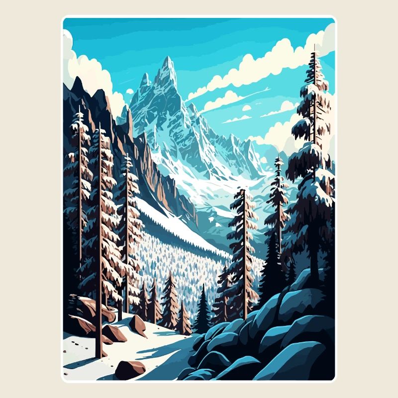 Chamonix Ski Ski Affiche de voyage vintage Souvenir