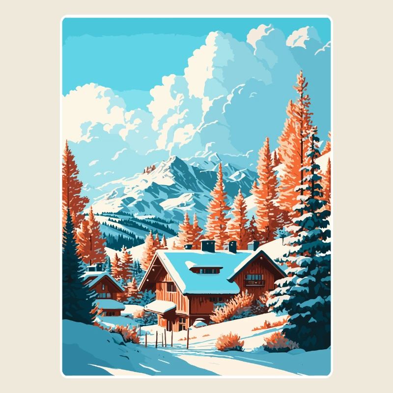 Méribel Ski Ski Voyage Affiche Peinture Souvenir WP
