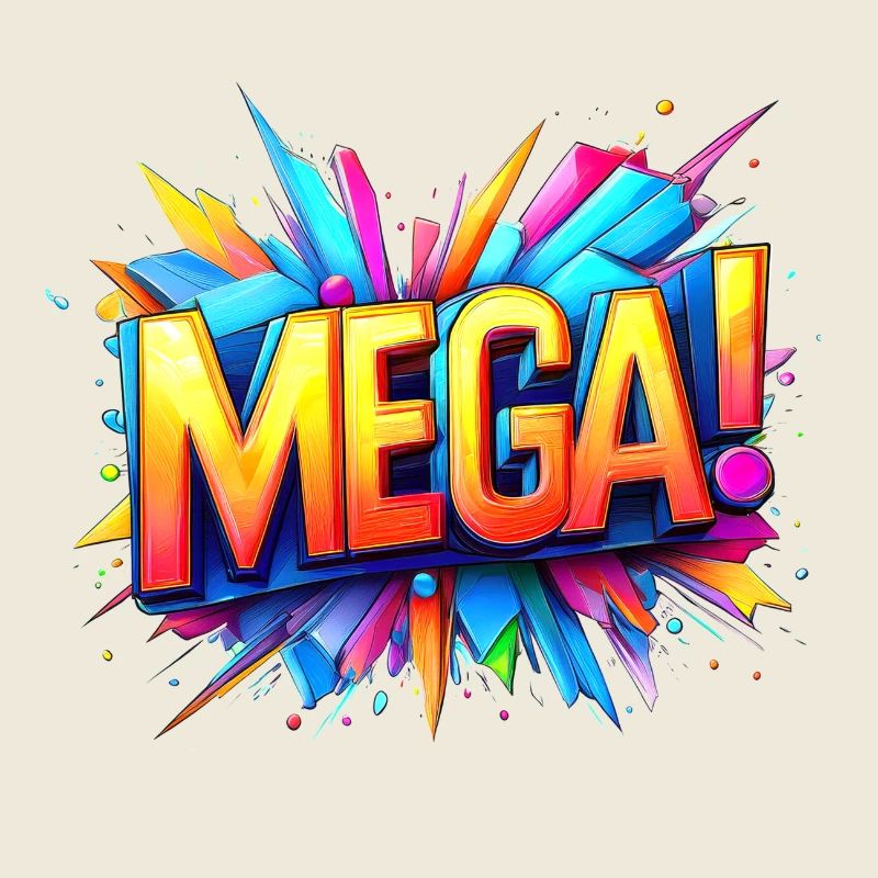 mega 3d text colorful