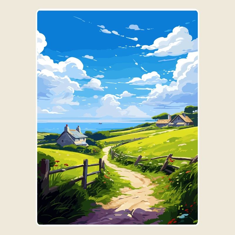 Lamorna Cornouailles Angleterre Affiche de voyage souvenir