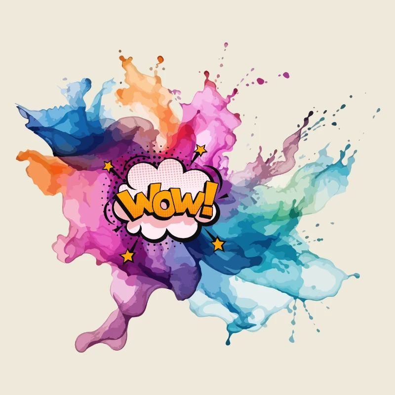 Bold Pop Art Explosion with "Wow" Text