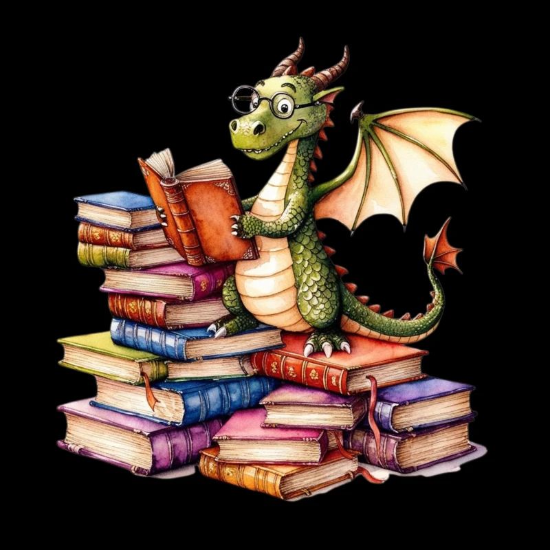 Drache ließt ein Buch - Bücher
