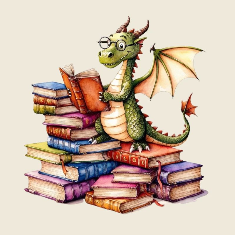 Drache ließt ein Buch - Bücher