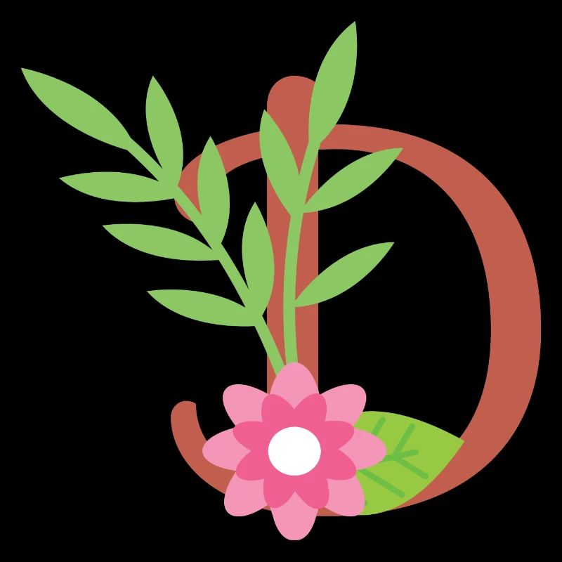Elegant letter 'D' with flowers