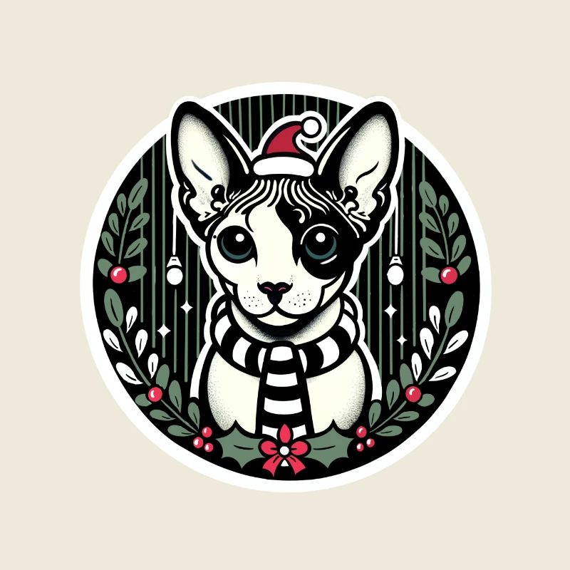 Portrait de Noël d’un Sphynx