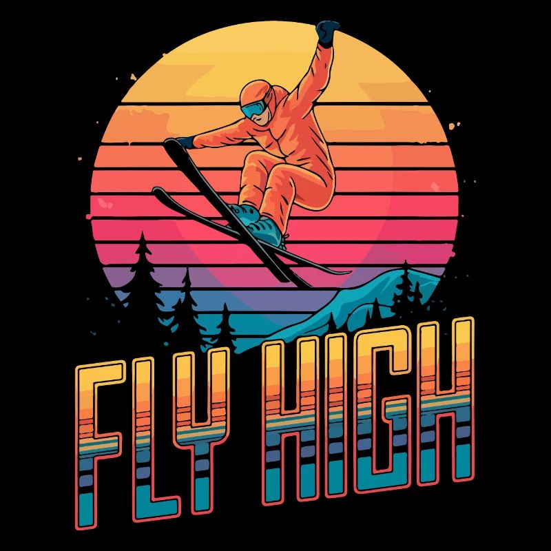 Sunset Snowboarder Artistic Design