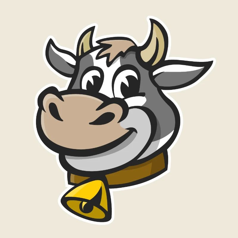 Cheerful illustration of a cow's head.