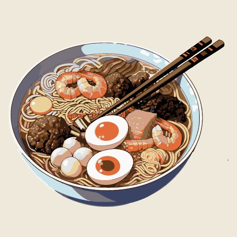 Ramen bowl with egg shrimp