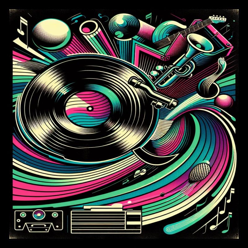 Musique rétro : Vinyle et instruments Design