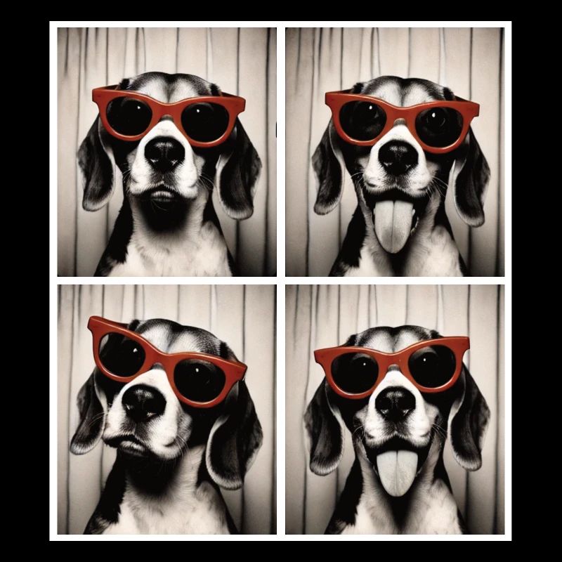 Fotobox Beagle mit roter Sonnenbrille