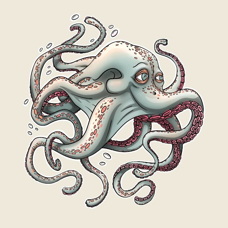 Whimsical Octopus with Dreamy Expression