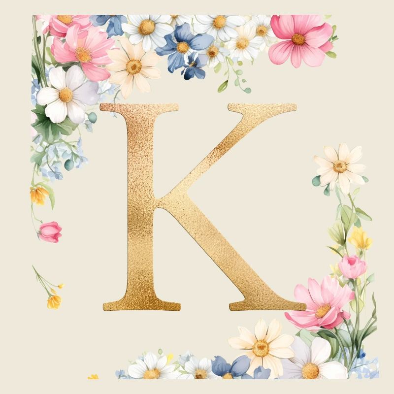 K Monogramm, Floral, personalisierbar