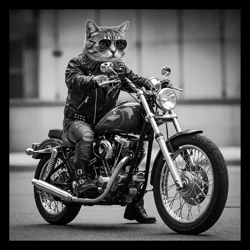 Chat Motard Rock : Design Cool et Original
