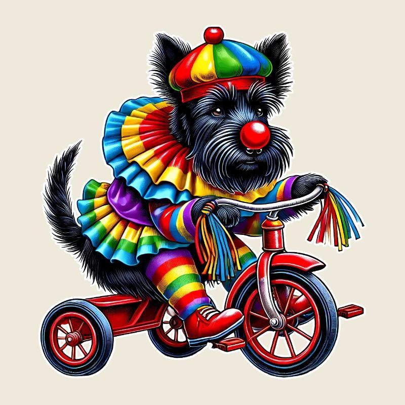 Clown Terrier on Tricycle