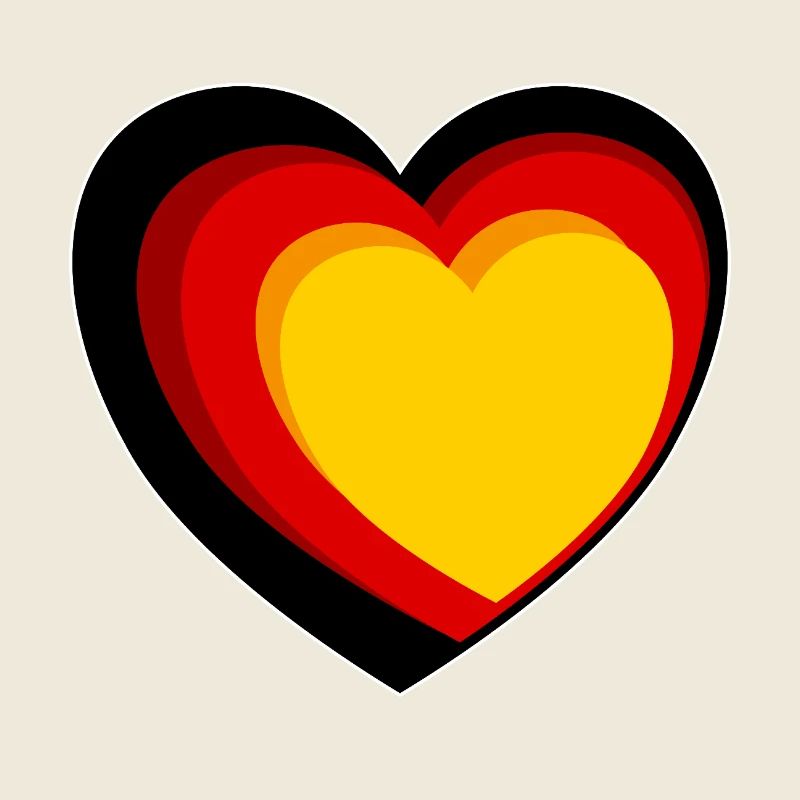 3D-Herz in Schwarz-Rot-Gold