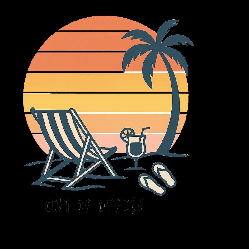 Sunset Beach Vacation Illustration