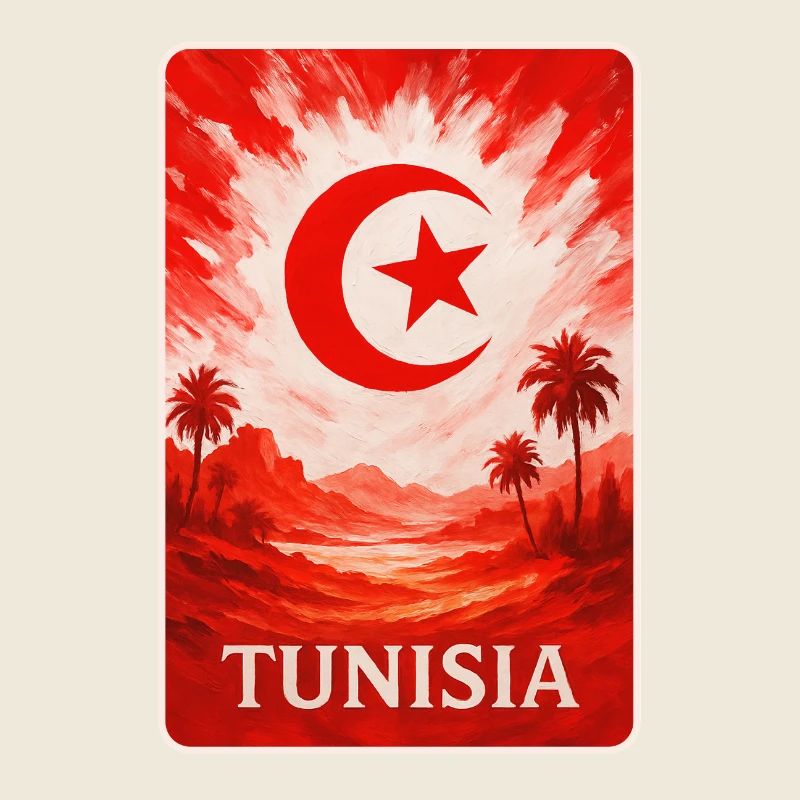Tunesien Wüstenkunst mit Flagge