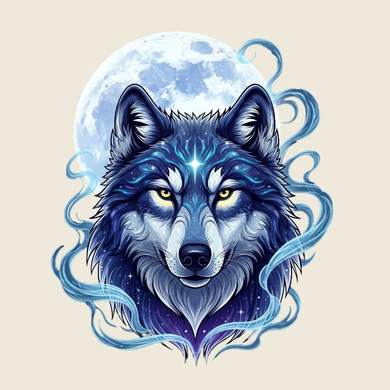 Mystischer Wolf mit Mondschein-Hintergrund