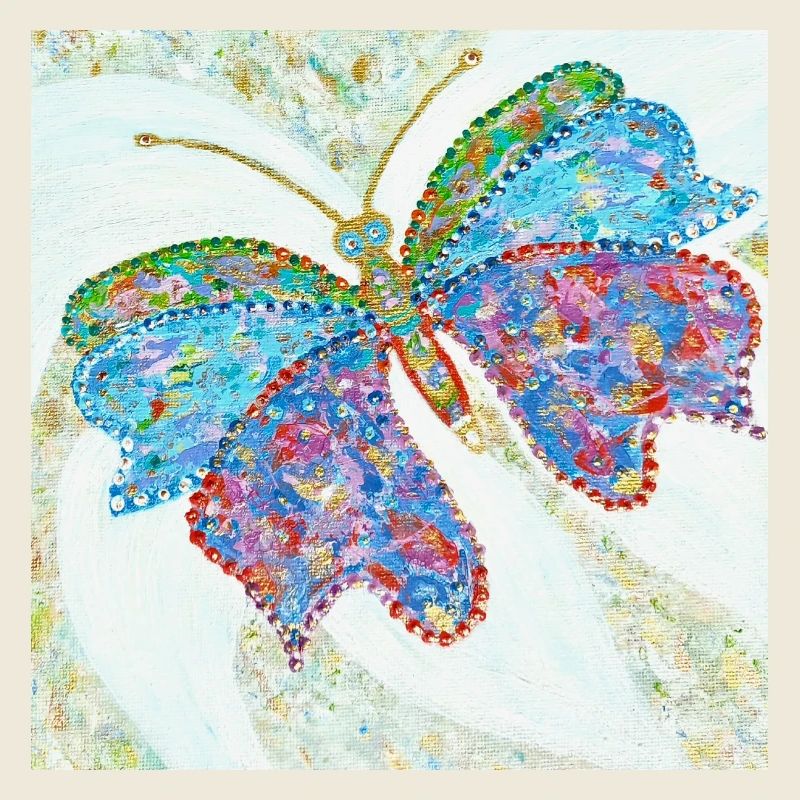 Mosaïque colorée artisanale papillon