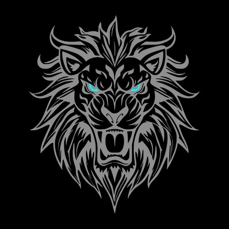 Majestueuse tête de lion aux yeux bleus