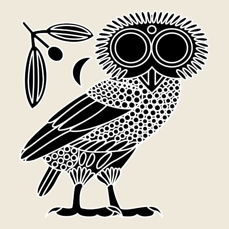 Eule der Athene [Schwarz + Kranz & Halbmond]