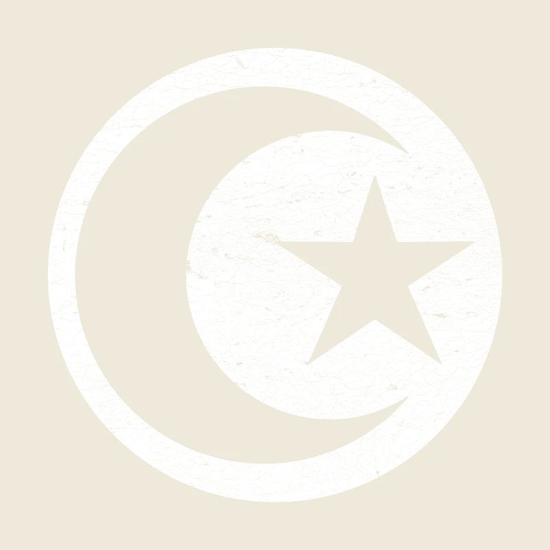 Crescent and star islam white circle