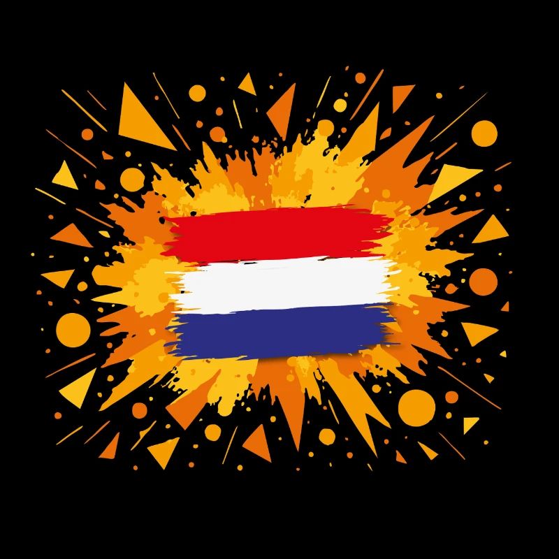 Drapeau néerlandais avec fond orange