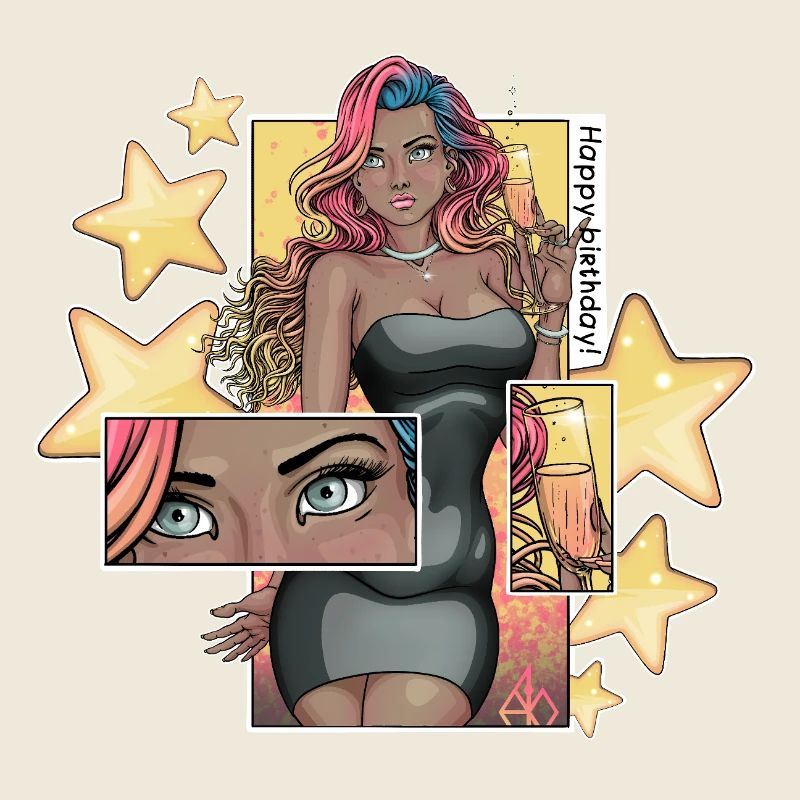 Lebendiges Geburtstagskind mit funkelnden Sternen